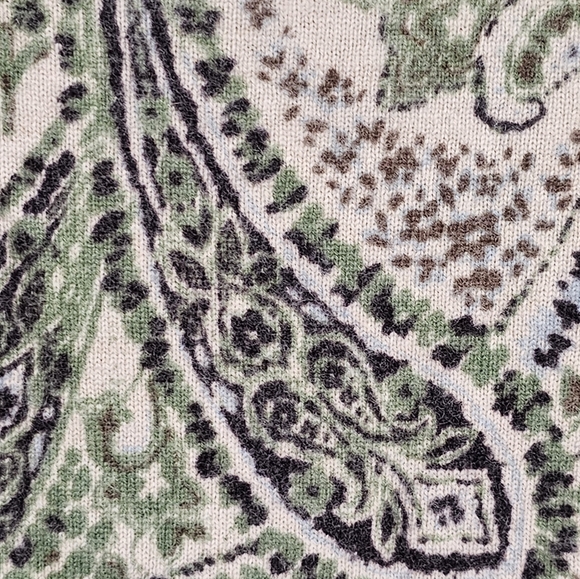 Charter Club 2 Ply Cashmere Green Paisley Sweater M - Picture 3 of 5